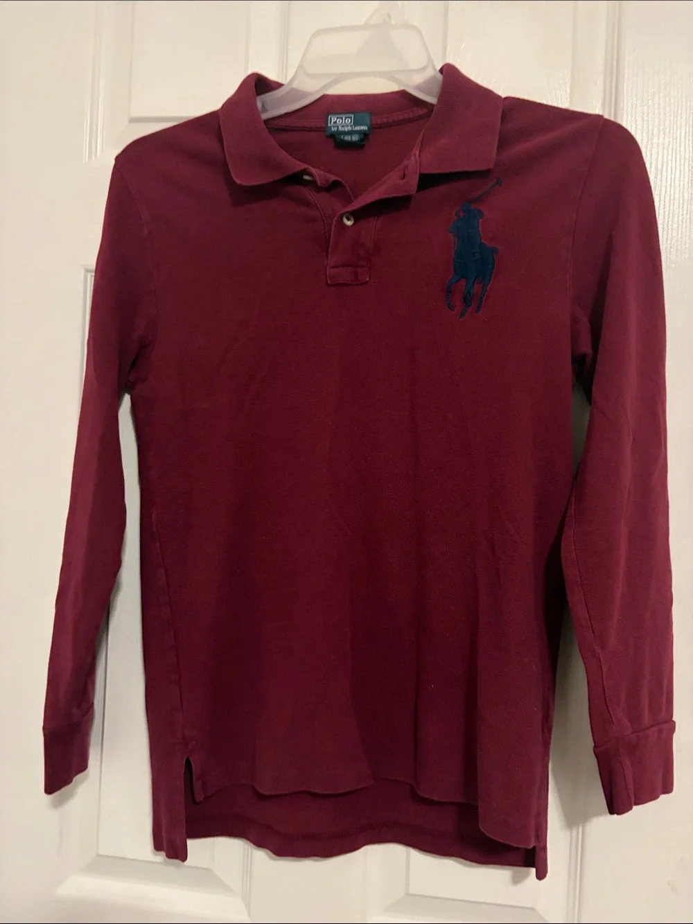 Ralph Lauren Kids Long-Sleeve Polo - Deep Burgundy with Navy Pony